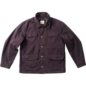 Field & Stream Mens Canvas Chore Jacket Large Grey Flannel Lined Utility